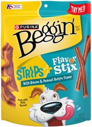 Beggin' Flavor Stix & Strips with Bacon & Peanut Butter Flavor Soft & Chewy Dog Treats, 6-oz pouch