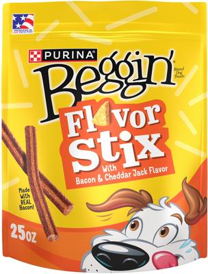 Show full view: Beggin' Flavor Stix with Bacon & Cheddar Jack Flavor Soft & Chewy Dog Treats, 25-oz pouch slide 1 of 12