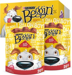 Beggin' Strips Pizza Flavor with Real Bacon Jerky Dog Treats, 26-oz pouch, case of 2