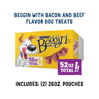 Show full view: Beggin' Strips Real Meat with Bacon & Beef Flavored Dog Treats, 26-oz pouch, case of 2 slide 3 of 10