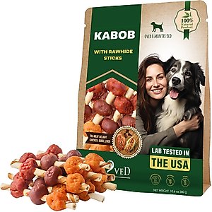 Beloved Pets All Natural Pet Dried Snacks Human Grade Rawhide & Grain-Free Kabobs Chicken & Duck Dental Dog Treats, 10.6-oz bag