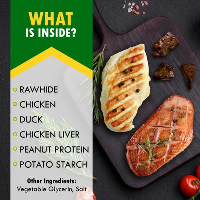 Show full view: Beloved Pets All Natural Pet Dried Snacks Human Grade Rawhide & Grain-Free Kabobs Chicken & Duck Dental Dog Treats, 10.6-oz bag slide 4 of 8