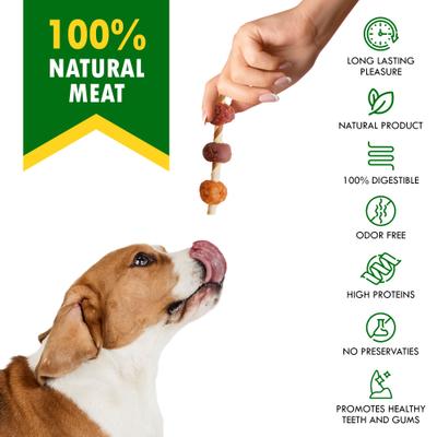 Show full view: Beloved Pets All Natural Pet Dried Snacks Human Grade Rawhide & Grain-Free Kabobs Chicken & Duck Dental Dog Treats, 10.6-oz bag slide 3 of 8