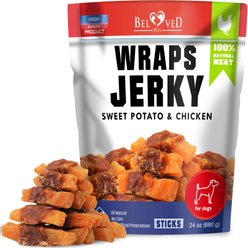 Beloved Pets All Natural Sweet Potato & Chicken Wraps Human Grade Grain-Free & High-Protein Jerky Dog Treats, 1.5-lb bag