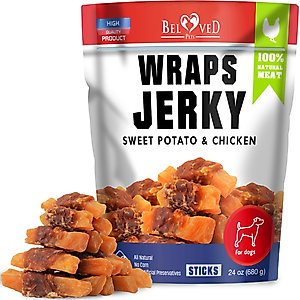 Beloved Pets All Natural Sweet Potato & Chicken Wraps Human Grade Grain-Free & High-Protein Jerky Dog Treats, 1.5-lb bag