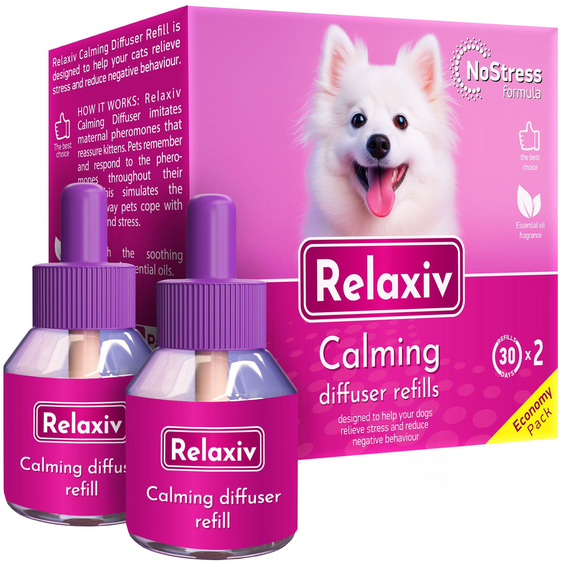 Beloved Pets Calming Pheromone Refill Dog Diffuser, 3-oz bottle, 2 count