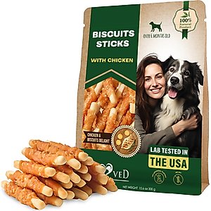 Beloved Pets Dried Snacks Biscuit Sticks Chicken Human Grade Rawhide-Free & Grain-Free Natural Dog Chews, 10.6-oz bag