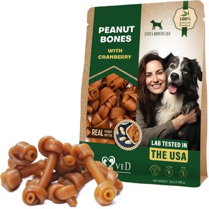 Beloved Pets Peanut Butter Bones with Cranberry Rawhide-Free Dog Treats, 10.6-oz bag
