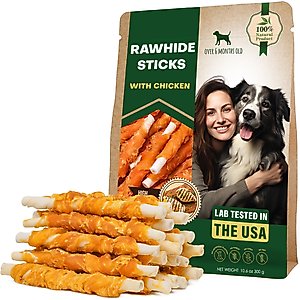 Beloved Pets Rawhide Sticks Wrapped Meat with Chicken Dog Chew Treats, 10.6-oz bag