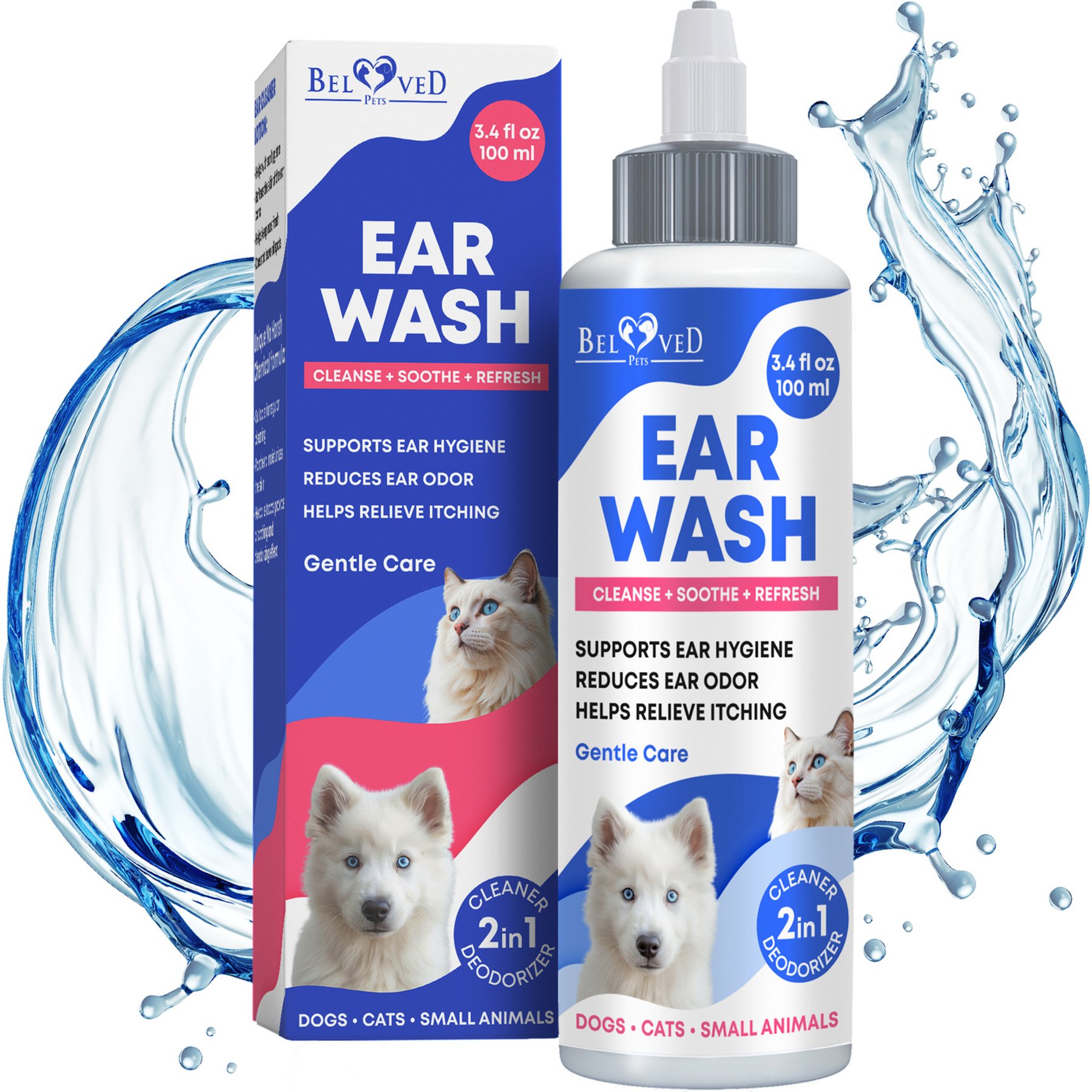Beloved Pets Yeast Otic Infection Treatment & Itchy Dog & Cat Ear Cleaner Solution, 100-ml bottle