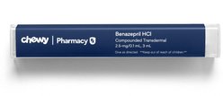 Benazepril HCl Compounded Transdermal Cream, 2.5 mg/0.1 mL, 3 mL for Veterinary use (2 clicks=0.1 mL)