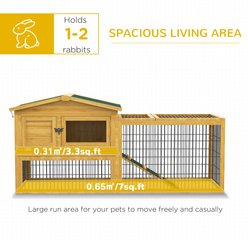 Bencmate 2-Level Space-Saving Weatherproof Outdoor Rabbit Hutch with Easy Clean Tray, Yellow, 59 x 20.75 x 26.75-in slide 2 of 7
