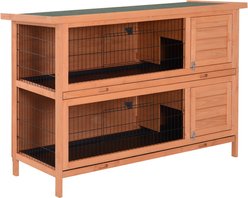 Bencmate 2-Story Compact Rabbit Hutch with Easy Clean Trays, Orange, 53.75 x 19.5 x 36.75-in