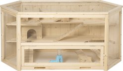 Bencmate 3-Tier Wooden Seesaws Hamster Cage with Easy Clean Tray, Natural, 45.25 x 23.5 x 21.75-in
