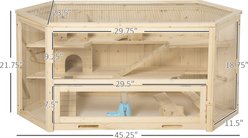 Bencmate 3-Tier Wooden Seesaws Hamster Cage with Easy Clean Tray, Natural, 45.25 x 23.5 x 21.75-in slide 2 of 7