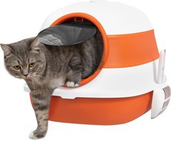 Bencmate Covered & Foldable Cat Litter Box with Lid & Air Freshener, Orange, 20.5 x 16.3 x 15-in