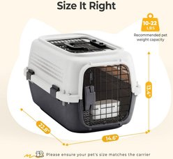 Bencmate Hard-Sided Travel Crate Ventilated Design Carry-Handle Purse Dog & Cat Carrier, 22.44 x 14.57 x 12.99-in, Black slide 2 of 8