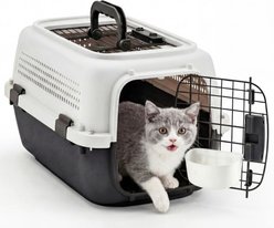 Bencmate Hard-Sided Travel Crate Ventilated Design Carry-Handle Purse Dog & Cat Carrier, 22.44 x 14.57 x 12.99-in, Black