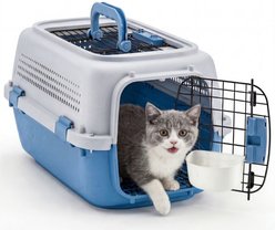 Bencmate Hard-Sided Travel Crate Ventilated Design Carry-Handle Purse Dog & Cat Carrier, 22.44 x 14.57 x 12.99-in, Blue
