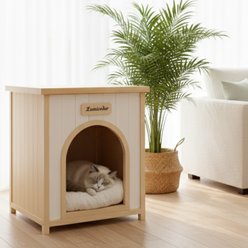 Bencmate Lumicedar FSC Solid Indoor Wood House Shelter for Dog & Cats, Yellow, 20.9 x 20.3 x 23.6-in