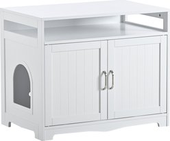 Bencmate Multifunctional Cat Litter Box Enclosure with 2 Doors, White, 31.5 x 20 x 26-in slide 1 of 8