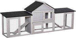 Bencmate Outdoor Weatherproof Doube Runs Rabbit Hutch with Easy Clean, Grey, 82.75 x 18 x 33.25-in