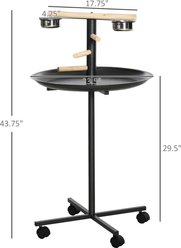 Bencmate Portable Bird Feeder Station with Wheels, 4 Perches, Stainless Steel Bowls & Mess-Containing Tray, Grey, 23.5 x 23.5 x 43.8-in slide 2 of 8