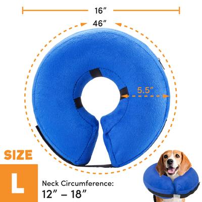 Show full view: Bencmate Protective Inflatable Soft Pet Recovery Does Not Block Vision Recovery Collar for Dogs & Cats, Blue, Large slide 3 of 9