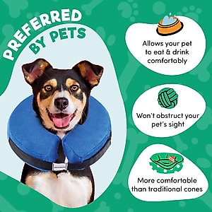 Bencmate Protective Inflatable Soft Pet Recovery Does Not Block Vision Recovery Collar for Dogs & Cats, Blue, Medium