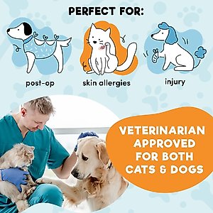 Bencmate Protective Inflatable Soft Pet Recovery Does Not Block Vision Recovery Collar for Dogs & Cats, Blue, Medium