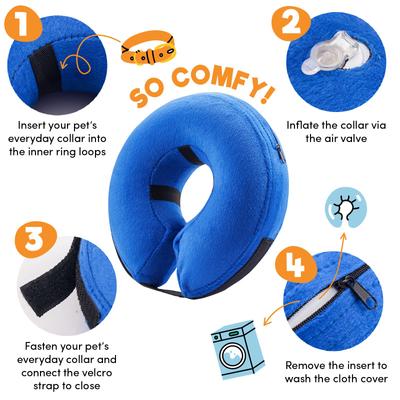 Show full view: Bencmate Protective Inflatable Soft Pet Recovery Does Not Block Vision Recovery Collar for Dogs & Cats, Blue, X-Small slide 4 of 9