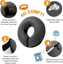 Bencmate Protective Inflatable Soft Pet Recovery Does Not Block Vision Recovery Collar for Dogs & Cats, Dark Grey, Small slide 2 of 6