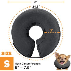 Bencmate Protective Inflatable Soft Pet Recovery Does Not Block Vision Recovery Collar for Dogs & Cats, Dark Grey, Small