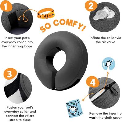 Show full view: Bencmate Protective Inflatable Soft Pet Recovery Does Not Block Vision Recovery Collar for Dogs & Cats, Dark Grey, X-Large slide 4 of 9
