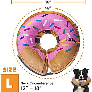 Bencmate Protective Inflatable Soft Pet Recovery Does Not Block Vision Recovery Collar for Dogs & Cats, Donut-Strawberry, Large