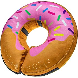 Bencmate Protective Inflatable Soft Pet Recovery Does Not Block Vision Recovery Collar for Dogs & Cats, Donut-Strawberry, Medium