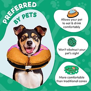 Bencmate Protective Inflatable Soft Pet Recovery Does Not Block Vision Recovery Collar for Dogs & Cats, Donut-Strawberry, Medium