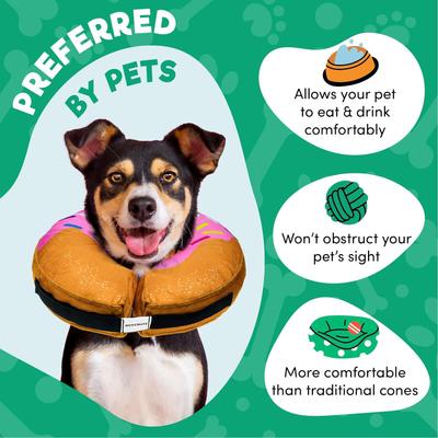 Show full view: Bencmate Protective Inflatable Soft Pet Recovery Does Not Block Vision Recovery Collar for Dogs & Cats, Donut-Strawberry, Medium slide 5 of 9