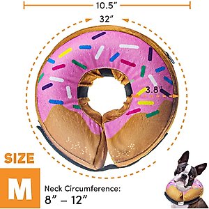 Bencmate Protective Inflatable Soft Pet Recovery Does Not Block Vision Recovery Collar for Dogs & Cats, Donut-Strawberry, Medium