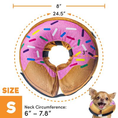 Show full view: Bencmate Protective Inflatable Soft Pet Recovery Does Not Block Vision Recovery Collar for Dogs & Cats, Donut-Strawberry, Small slide 3 of 9