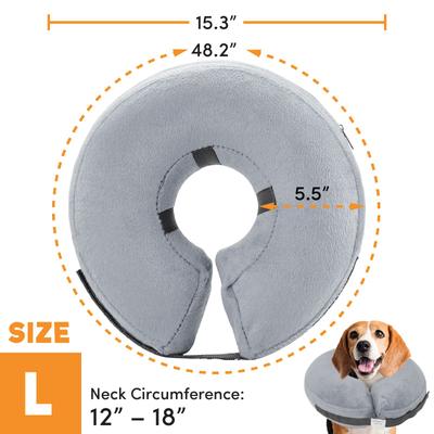 Show full view: Bencmate Protective Inflatable Soft Pet Recovery Does Not Block Vision Recovery Collar for Dogs & Cats, Grey, Large slide 3 of 9