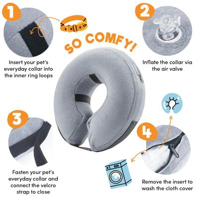 Show full view: Bencmate Protective Inflatable Soft Pet Recovery Does Not Block Vision Recovery Collar for Dogs & Cats, Grey, Medium slide 4 of 9