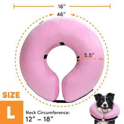 Show full view: Bencmate Protective Inflatable Soft Pet Recovery Does Not Block Vision Recovery Collar for Dogs & Cats, Pink, Large slide 3 of 9