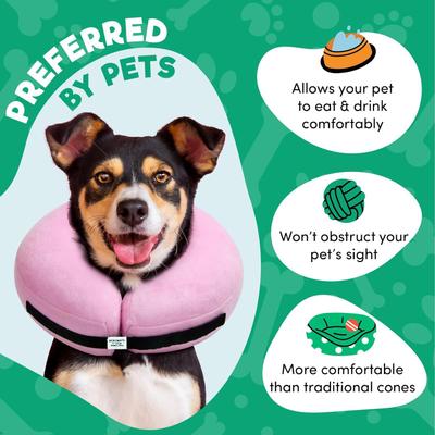 Show full view: Bencmate Protective Inflatable Soft Pet Recovery Does Not Block Vision Recovery Collar for Dogs & Cats, Pink, Large slide 5 of 9