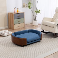 Bencmate Scandinavian Style Sofa Elevated Dog & Cat Bed with Removable Cover, Large: 38.58 x 26.77 x 11.02-in, Blue