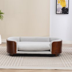 Bencmate Scandinavian Style Sofa Elevated Dog & Cat Bed with Removable Cover, Large: 38.58 x 26.77 x 11.02-in, Light Grey