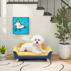 Bencmate Sofa Furniture Style Elevated Dog & Cat Bed with Removable Cover, Orange, 31.1 x 21.1 x 11.2-in