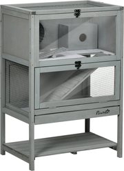 Bencmate Wooden Cage for 2 Hamsters with Easy Clean Tray, Grey, Large: 23.5 x 15.8 x 35.5-in