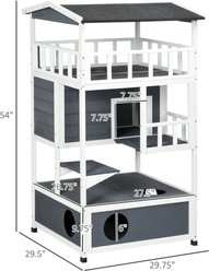 Bencmate Wooden Outdoor Cat House, Grey, 29.8 x 29.5 x 54-in slide 2 of 8