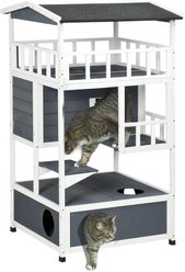 Bencmate Wooden Outdoor Cat House, Grey, 29.8 x 29.5 x 54-in slide 1 of 8